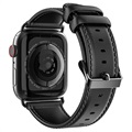 Dux Ducis Apple Watch Series 7/SE/6/5/4/3/2/1 Nahkaranneke - 45mm/44mm/42mm - Musta