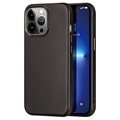 Dux Ducis Naples iPhone 13 Pro Max Nahkapinnoitettu Suojakuori - Musta