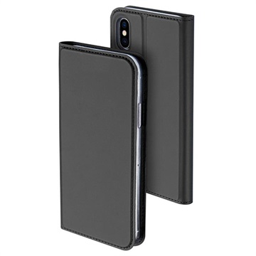 iPhone X / iPhone XS Dux Ducis Skin Pro Series Läppäkotelo - Tummanharmaa
