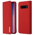 Dux Ducis Wish Samsung Galaxy S10 Nahkainen Lompakkokotelo - Punainen
