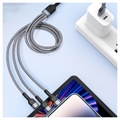 Duzzona A3 microUSB, Lightning, USB-C Kaapeli - 2.4A, 1.2m