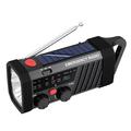 EM06-aurinkokäyttöinen hätäradio, jossa on 2000mAh:n varavirtalähde, taskulamppu ja SOS-hälytys