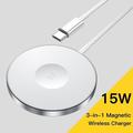 ESSAGER 3-in-1 15W magneettinen langaton latauslaite iPhone 12 / 13 / 14 / 15, AirPods, iWatch Slim Charging Padille