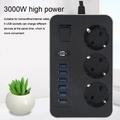 EU Plug 3000W High Power Strip 2m jatkojohto 3 AC pistorasiaa 6 USB-lähtöportilla (CE-sertifioitu)