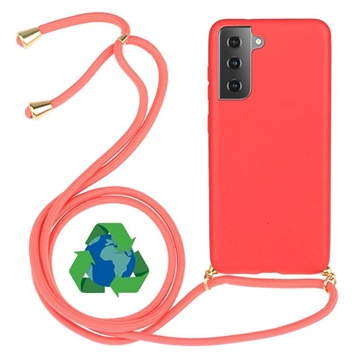 Saii Eco Line Samsung Galaxy S21 5G Kotelo Hihnalla - Punainen