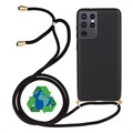 Saii Eco Line Samsung Galaxy S21 Ultra 5G Kotelo Hihnalla - Musta