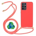 Saii Eco Line Samsung Galaxy S21 Ultra 5G Kotelo Hihnalla - Punainen
