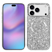 iPhone 17 Pro Galvanoitu glitter-kotelo - MagSafe-yhteensopiva - hopea