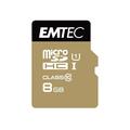 Emtec Gold+ MicroSDHC-muistikortti sovittimella ECMSDM8GHC10GP - 8GB