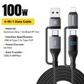 Essager 4-in-1 100W pikalatauskaapeli virtanäytöllä - 2m - musta