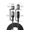 Essager 4-in-1 100W pikalatauskaapeli virtanäytöllä - 2m - musta