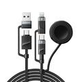 Essager 5-in-1-pikalatauskaapeli 1m - USB-C, Lightning, USB-A, Apple Watch - musta