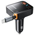 Essager 65W nopea autolaturi sisäänvedettävällä USB-C-kaapelilla - musta