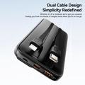 Essager Digitaalinen näyttö 10000mAh Powerbank Type-C- ja Lightning-kaapeleilla - 22.5W