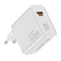 Essager ES-CD65 65W GaN-seinälaturi - USB-C/USB-A - valkoinen