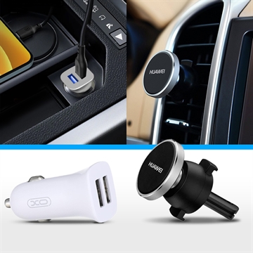 Välttämätön autosarja - Dual USB-laturi ja magneettinen puhelimen pidike
