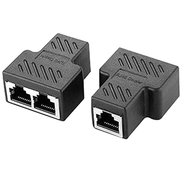 Ethernet RJ45 Jakajasovitin 1x2 - Musta