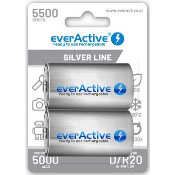 EverActive Silver Line EVHRL20-5500 ladattavat D-akut 5500mAh - 2 kpl.