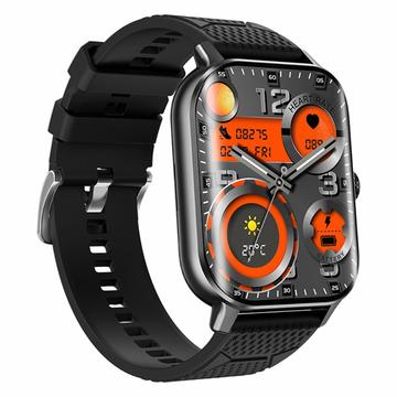 F12 2.02-tuumainen kaareva näyttö Smart Watch koodaimella Bluetooth-puheluilla Älykäs rannekoru, jossa on terveydentilan seuranta - musta