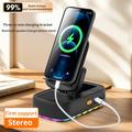 F15 3-in-1 kokoontaitettava puhelinteline, jossa on Bluetooth-kaiutin ja 1200mAh-virtapankki - valkoinen