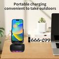 F15 3-in-1 kokoontaitettava puhelinteline, jossa on Bluetooth-kaiutin ja 1200mAh-virtapankki - valkoinen