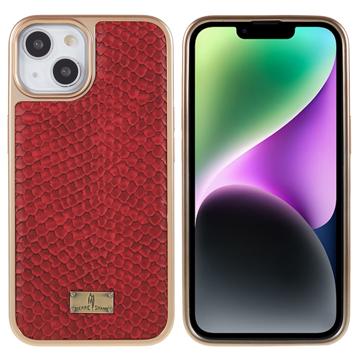Fierre Shann Galvanoitu iPhone 14 Plus Päällystetty Kotelo - Käärmeennahka - Punainen