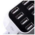 8-Porttinen USB-Pöytälaturi LED-näytöllä - Valkoinen