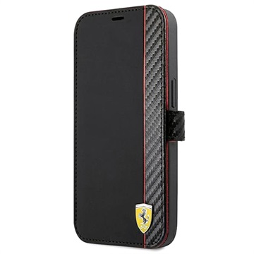 Ferrari On Track Carbon Stripe iPhone 13 Mini Lompakkokotelo - Musta