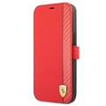 Ferrari On Track Carbon Stripe iPhone 13 Pro Max Lompakkokotelo - Punainen