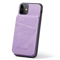 iPhone 11 Fierre Shann Päällystetty Hybridikotelo Korttitelineellä ja Jalustalla - Violetti