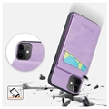 iPhone 11 Fierre Shann Päällystetty Hybridikotelo Korttitelineellä ja Jalustalla - Violetti