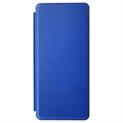 Samsung Galaxy Z Fold5 Flip Lompakkokotelo - Hiilikuitu - Sininen