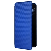 Samsung Galaxy Z Fold5 Flip Lompakkokotelo - Hiilikuitu - Sininen