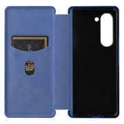 Samsung Galaxy Z Fold5 Flip Lompakkokotelo - Hiilikuitu - Sininen