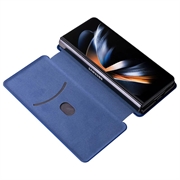 Samsung Galaxy Z Fold5 Flip Lompakkokotelo - Hiilikuitu - Sininen