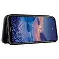 Nokia 5.4 Flip Lompakkokotelo Korttipidikkeellä - Hiilikuitu - Musta