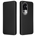 Oppo Reno10 Pro+ Lompakkokotelo - Hiilikuitu - Musta