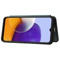 Samsung Galaxy A22 5G, Galaxy F42 5G Lompakkokotelo - Hiilikuitu - Vihreä
