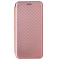 Samsung Galaxy A22 5G, Galaxy F42 5G Lompakkokotelo - Hiilikuitu - Ruusukulta