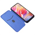 Xiaomi Redmi Note 10 5G Flip Lompakkokotelo - Hiilikuitu - Sininen