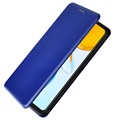 Honor X7 Flip Lompakkokotelo - Hiilikuitu - Sininen