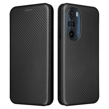 Motorola Edge X30 Flip Lompakkokotelo - Hiilikuitu - Musta