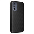 Motorola Moto G62 5G Flip Lompakkokotelo - Hiilikuitu - Musta