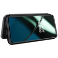 OnePlus 11 Lompakkokotelo - Hiilikuitu - Musta