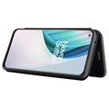OnePlus Nord N10 5G Lompakkokotelo - Hiilikuitu - Musta