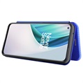 OnePlus Nord N10 5G Lompakkokotelo - Hiilikuitu - Sininen