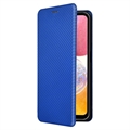 Samsung Galaxy A14 Lompakkokotelo - Hiilikuitu - Sininen