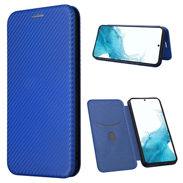 Samsung Galaxy A34 5G Flip Lompakkokotelo - Hiilikuitu - Sininen