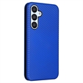 Samsung Galaxy A34 5G Flip Lompakkokotelo - Hiilikuitu - Sininen
