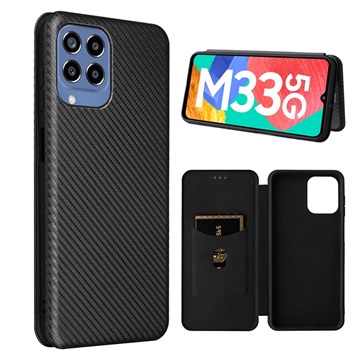 Samsung Galaxy M33 Lompakkokotelo - Hiilikuitu